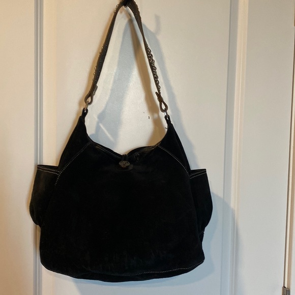 Tylie Malibu Handbags - Tylie Malibu Suede Leather Hobo Red, clear and silver Rhinestone Studded Strap